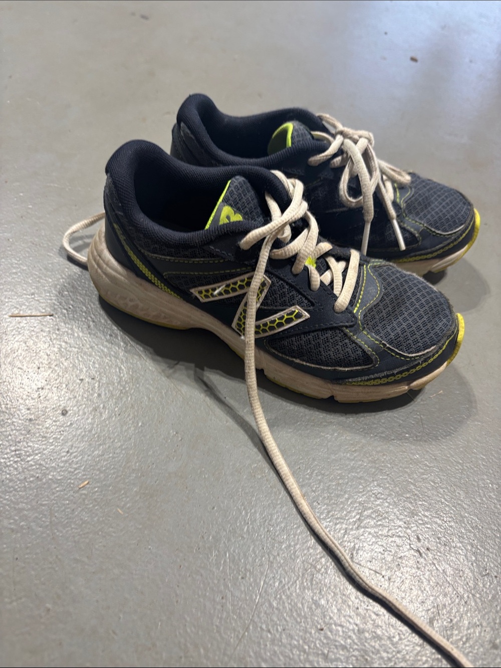 New Balance Navy and Lime Kids Running Sneakers